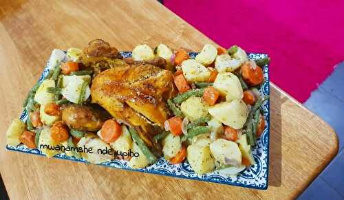 Légumes et poulet au four