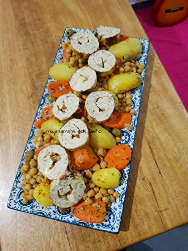 Poêlée de légumes et roulé de poulet