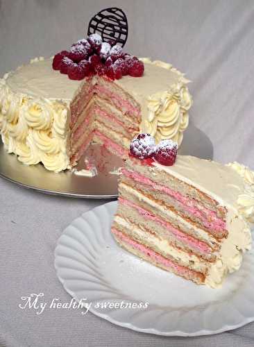 Layer cake "so romantic"- chocolat blanc /framboise sans gluten - My healthy sweetness
