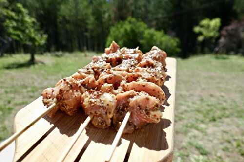 Brochette de porc à la moutarde à l'ancienne