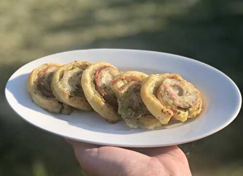 Feuilletés pesto, jambon et mozzarella