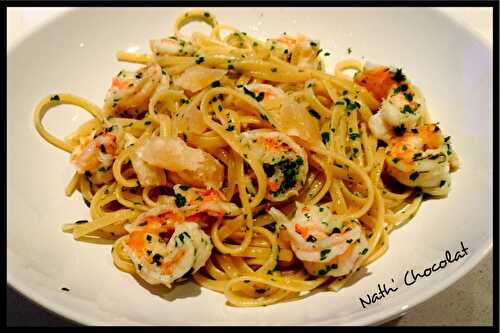 Linguines aux crevettes et à l'ail