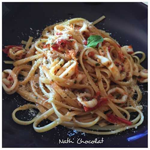 Linguines tomates fraiches et calamars