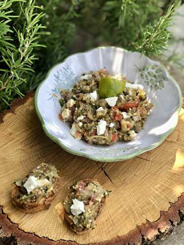 Tartinade aubergine, tomate, féta