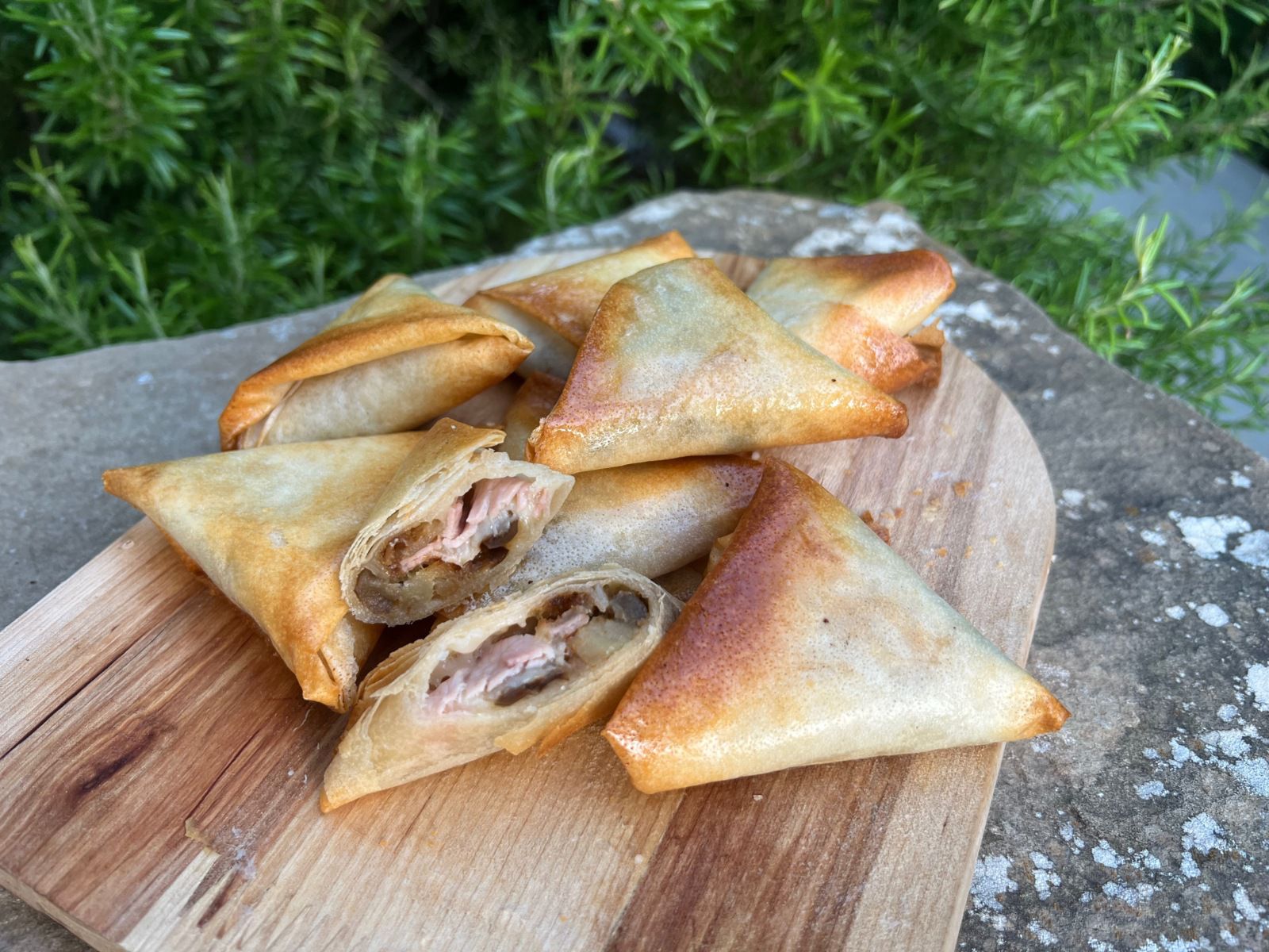 Samoussa aubergine, jambon et mozzarella 