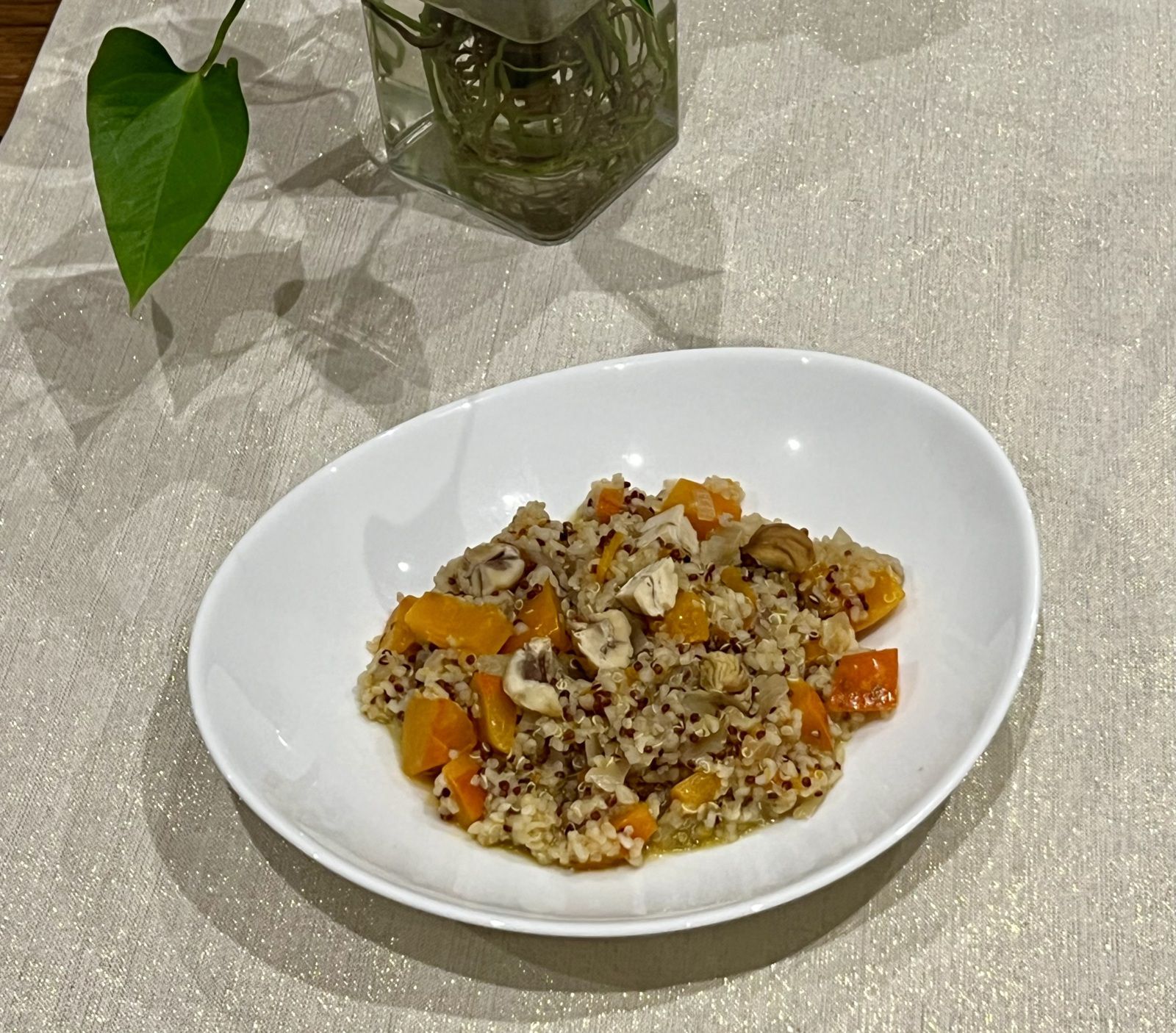 Risotto de quinoa, boulgour, potimarron et châtaignes