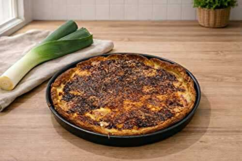 Tarte aux poireaux, jambon et chèvre