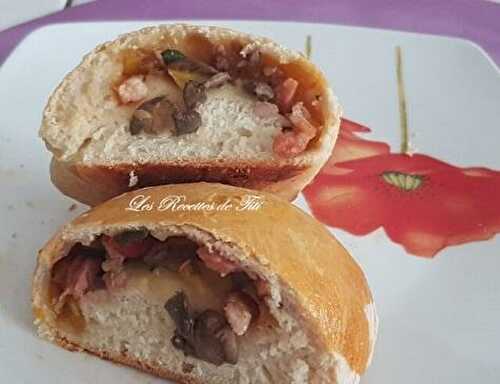 1 Recette facile, Buns maison Jambon Champignon Poivron