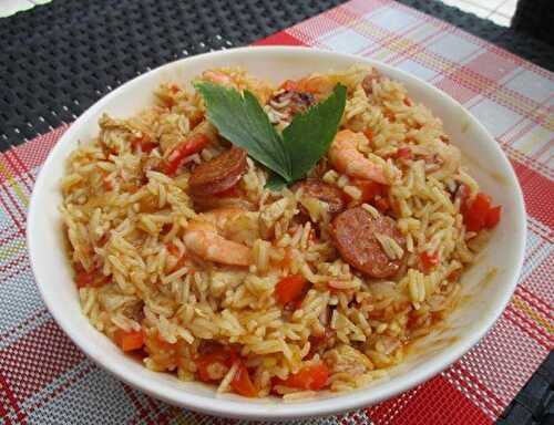 1 Recette facile, Jumbalaya au poulet, crevettes et chorizo