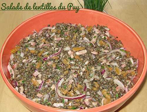 1 Recette facile, lentilles du Puy en salade aux lardons