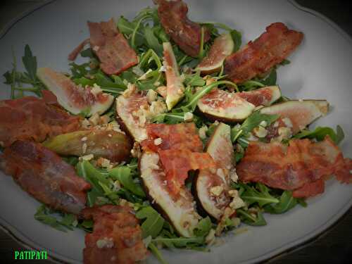 1 Recette facile, Salade de roquette aux figues et bacon grillé
