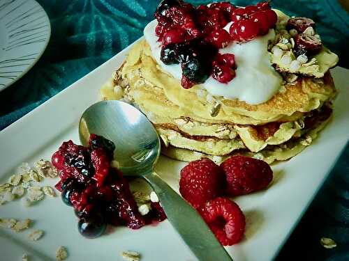 Pancakes au coulis de Framboise et à la ricotta - Les recettes de Bijoe