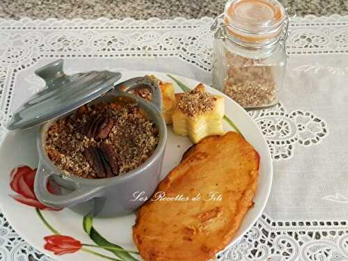 Cassolettes de patate douce et crumble de noix de pécan