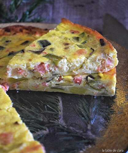 Quiche sans pâte poireaux saumon fumé