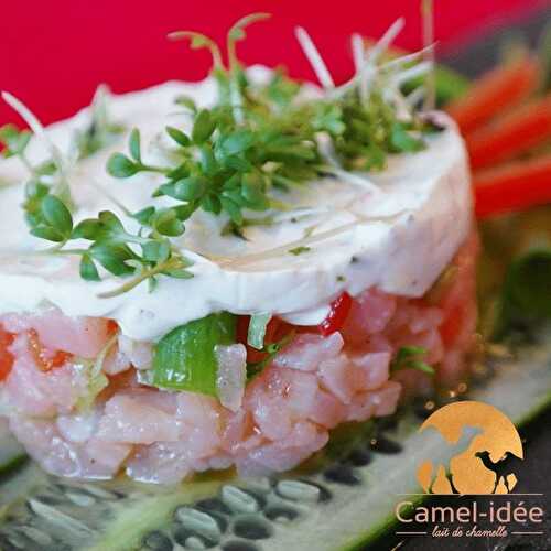 Tartare de saumon et concombre au lait de chamelle