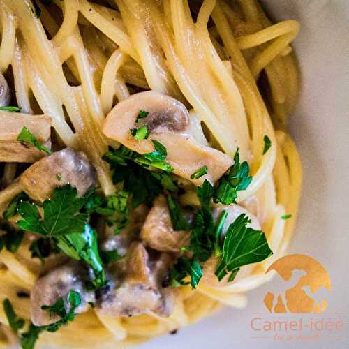 Spaghetti au lait de chamelle et champignons