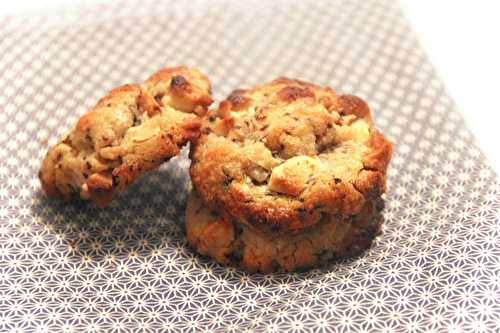 Cookies café, noix de macadamia et chocolat blanc