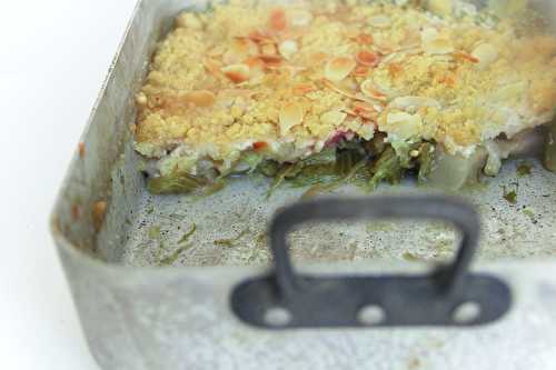 Crumble rhubarbe, poires et gingembre