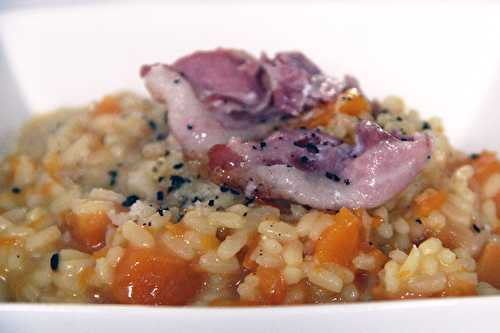 Risotto au potiron, bacon et safran