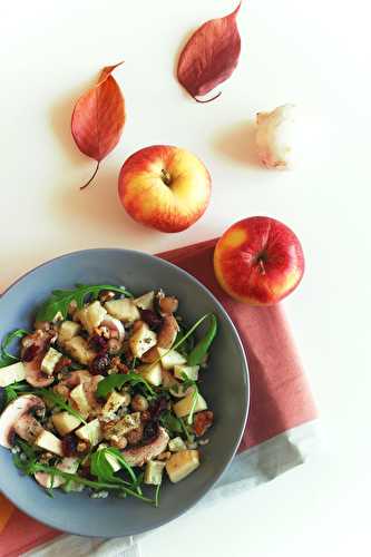 Salade aux champignons, pommes, parmesan et vinaigre de cidre