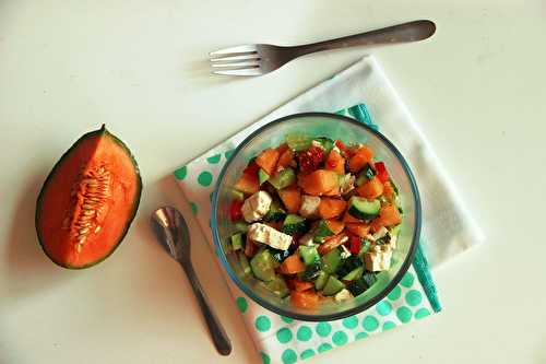 Salade de melon, feta et concombre