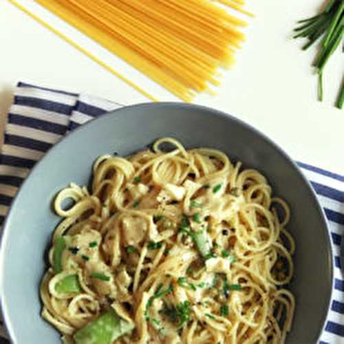 Spaghetti verts au camembert