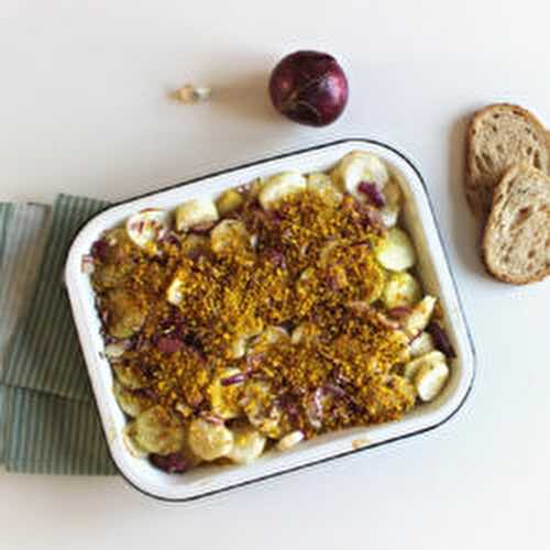 Gratin de concombres et pommes de terre au curry