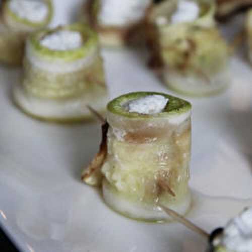 Rouleaux de courgettes fourrées au fromage de chèvre