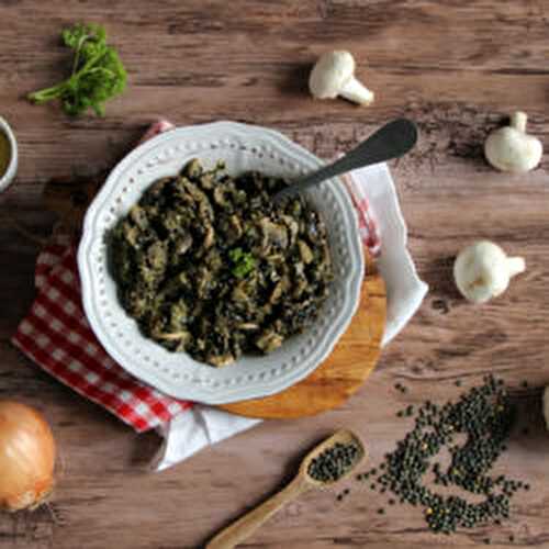 Poêlée crémeuse aux lentilles, champignons et épinards