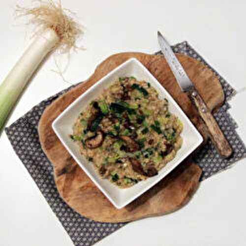 Porridge salé aux champignons et poireaux