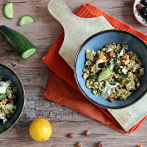 Salade de quinoa, courge rôtie et tahin