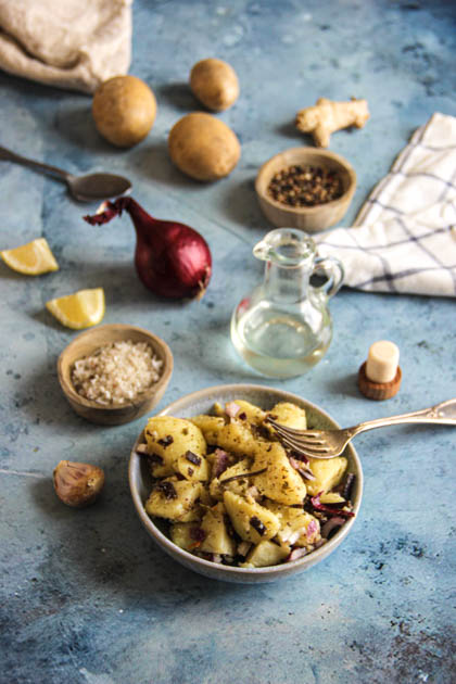 Salade de pommes de terre et haricots de la mer