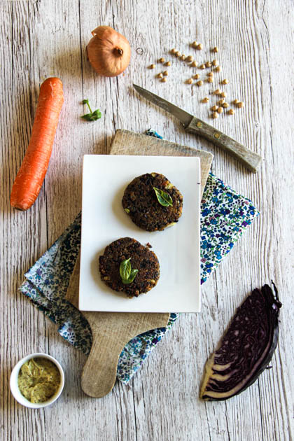 Steaks végétaux à la soupe et flocons d'azuki