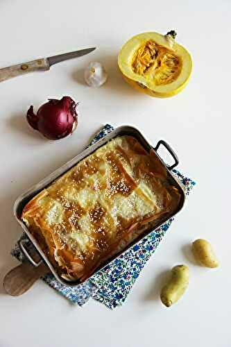 Gratin de pommes de terre, courgettes, mozzarella en pâte filo