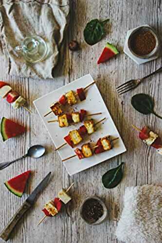 Brochettes pastèque halloumi 