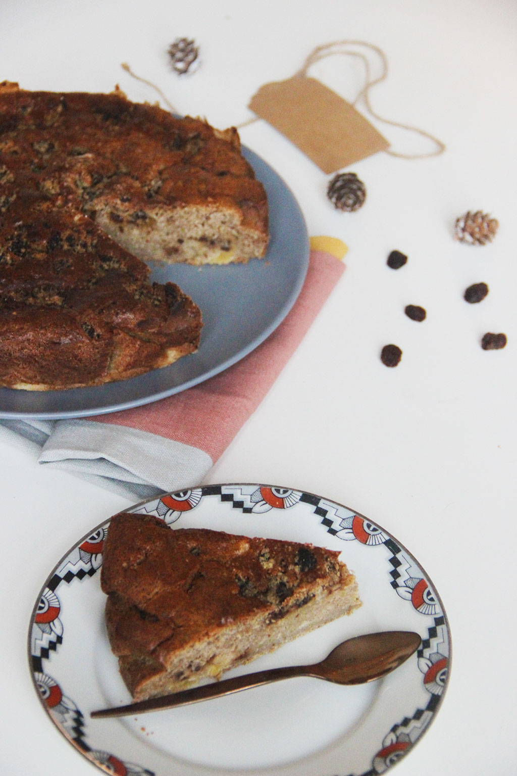 Gâteau courgettes ananas, et streusel cranberries et cardamome