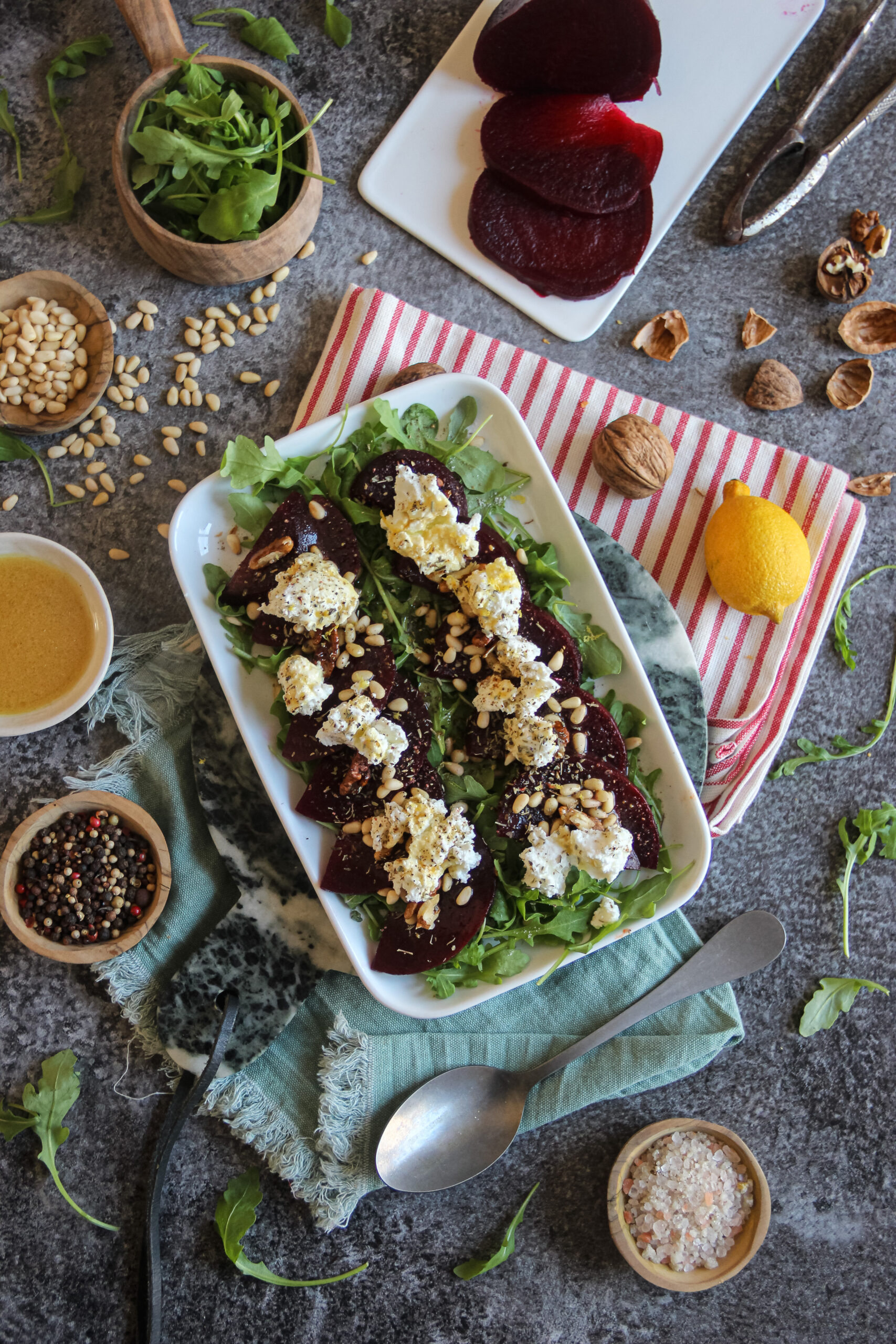 Salade de chèvre, betterave et marmelade d'agrumes