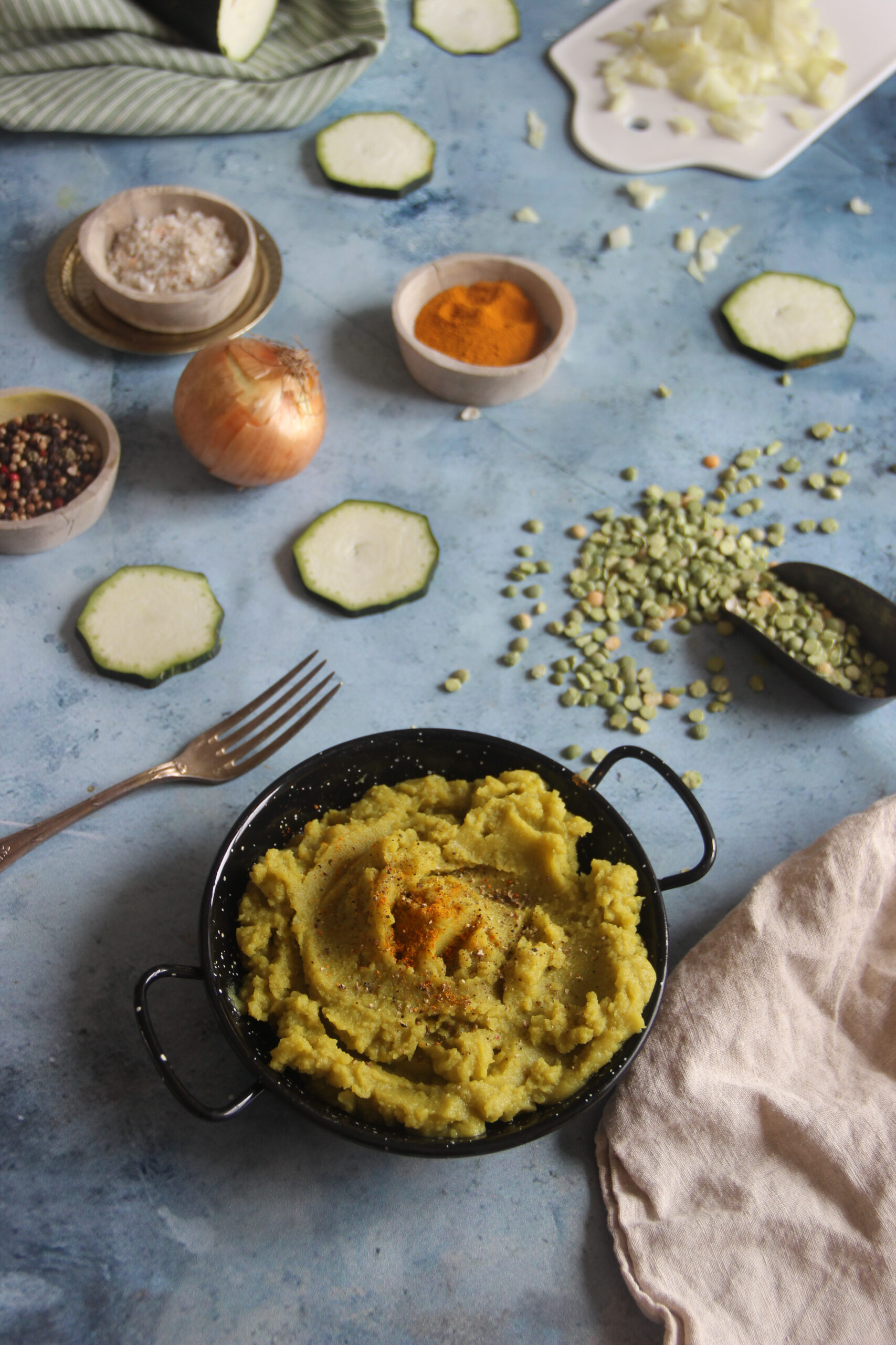 Purée courgettes pois cassés