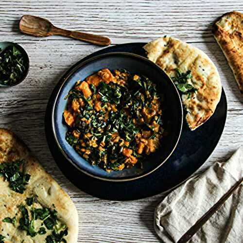 Dahl de lentilles corail et épinards