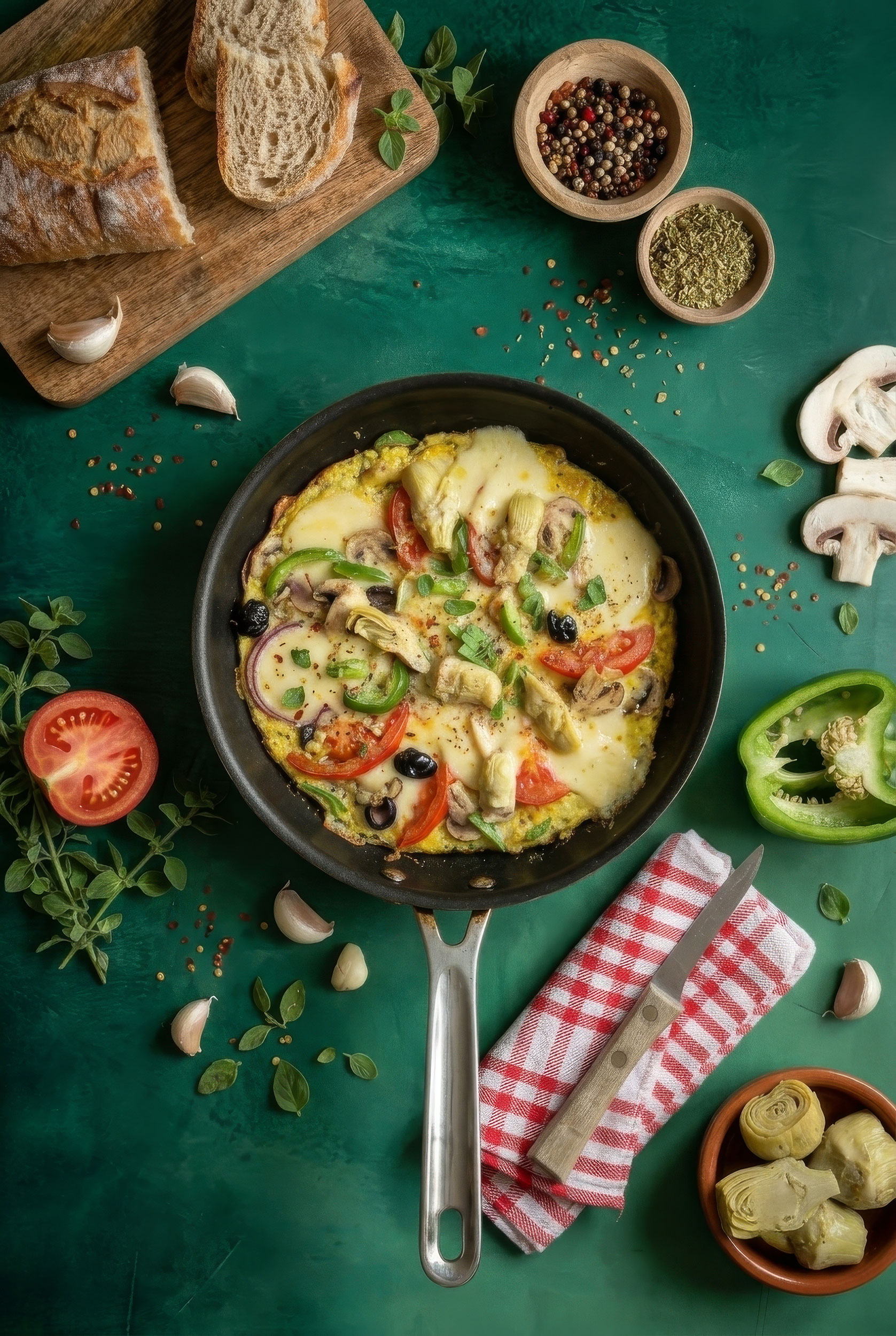 Omelette pizza végétarienne