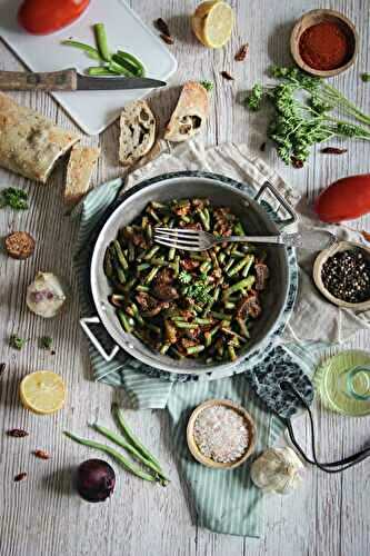 Poêlée de haricots verts et champignons