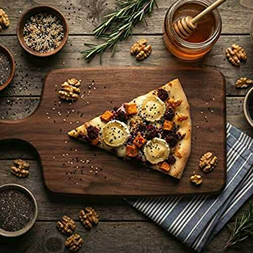 Pizza au chèvre, patate douce et miel