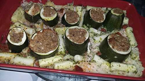 Courgettes farcies au riz au four