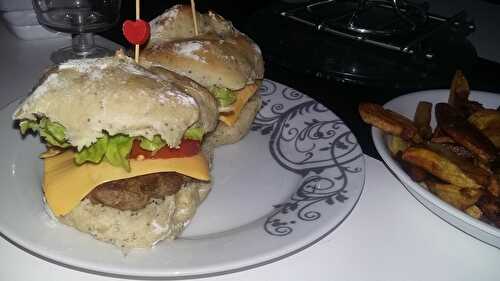 Hamburgers ciabatta au graines de pavots, au steak a la mozzarella