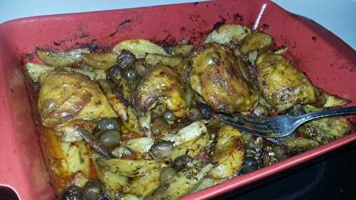 Haut de cuisses de poulet rôti aux olives et aux épices