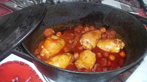 Mijoté de poulet au saucisses et au chorizo  - Notre amour de cuisine 