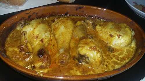 Pilons de poulet rôtis a la crème et au curry rouge