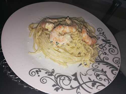 Spaghettis au citron et aux crevettes