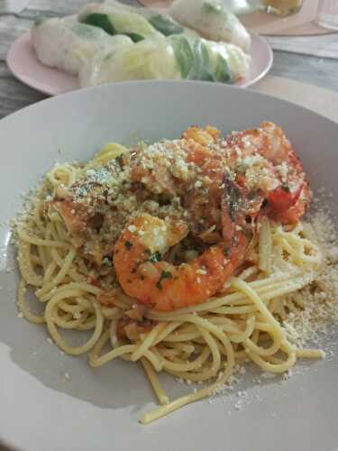 Spaghettis sauce aux gambas