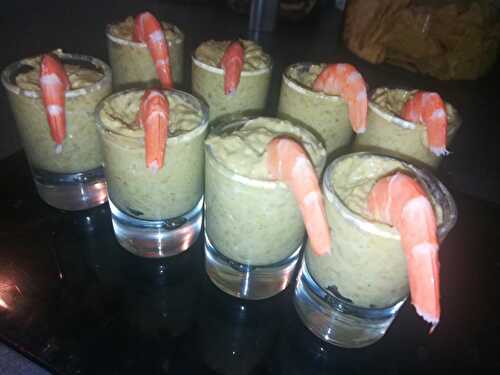 Verrine d'haricots vert et crevettes